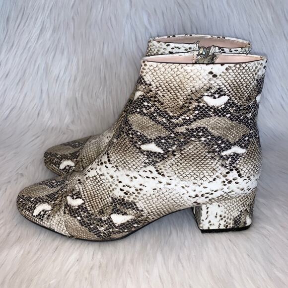 ZARA Snakeskin Cap Toe Leather Boots Snake Ankle Heeled Booties, Black/ White - Picture 7 of 11
